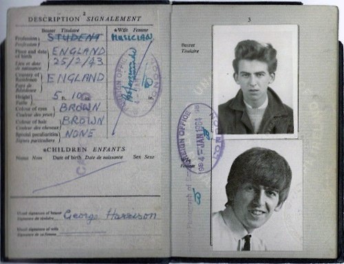 passaporte de famosos george harrison rock na veia