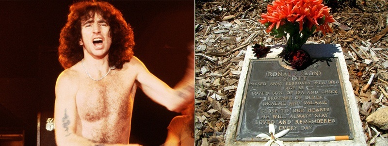 túmulos de famosos do rock túmulo de Bon Scott Rock na Veia